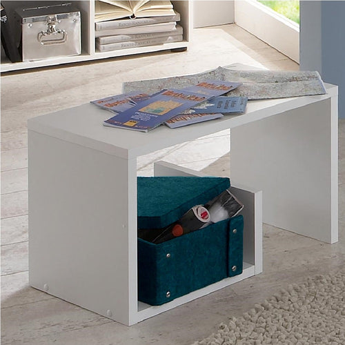 Tavolino da Salotto 2 Ripiani Legno Portariviste Design Moderno 59x36 H38cm Bianco