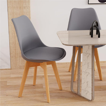 Kit 4 Sedie da Pranzo Poltrona in Pelle Ecologica e Legno Casa Ufficio Bar Grigio