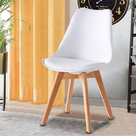 Kit 4 Sedie da Pranzo Poltrona in Pelle Ecologica e Legno Casa Ufficio Bar Bianco