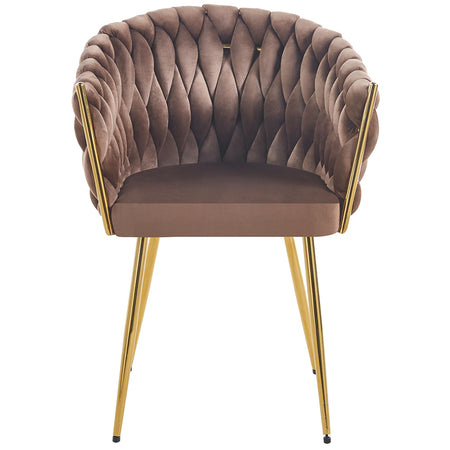 Kit 2pz Sedia Poltrona in Metallo Oro e Velluto Marrone Ergonomica Casa Ristorante Bar