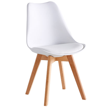 Kit 4 Sedie da Pranzo Poltrona in Pelle Ecologica e Legno Casa Ufficio Bar Bianco