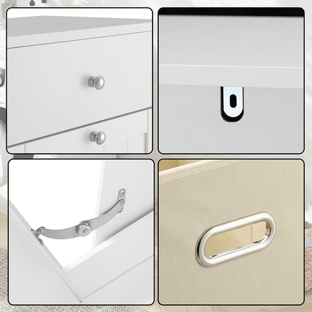 Mobiletto da Bagno 2Cassetti 2Portabiancheria Integrati 70x38 H 90cm Legno Bianco