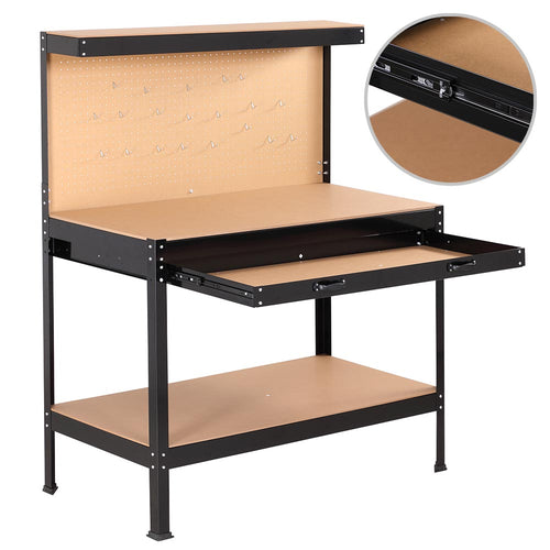 Banco Lavoro Officina Porta Utensili con Cassetto Metallo Verniciato 120x60 H 140cm