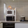 Scaffale Estensibile Porta Microonde 2Ripiani Cucina Metallo Bianco 40-60x30H80cm