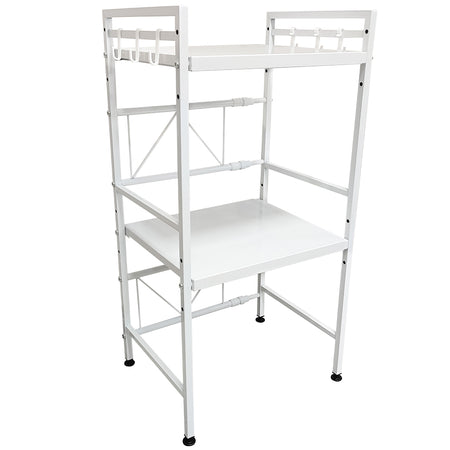 Scaffale Estensibile Porta Microonde 2Ripiani Cucina Metallo Bianco 40-60x30H80cm