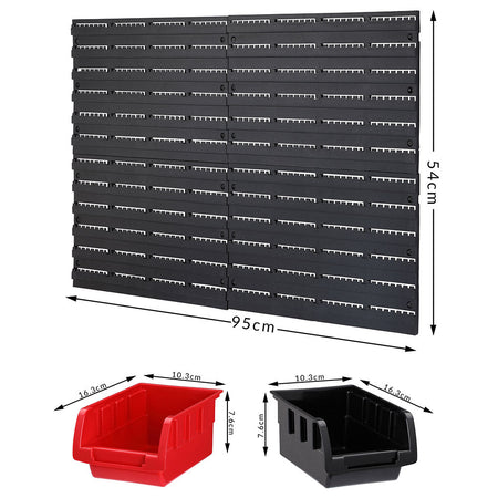 Pannello Portautensili da Parete 45 Pezzi con Contenitori e Ganci Officina Garage 95x54cm
