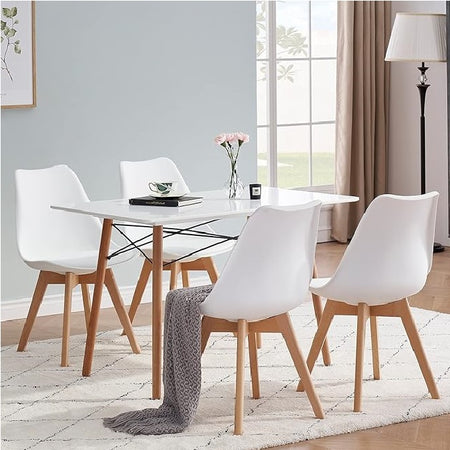 Kit 4 Sedie da Pranzo Poltrona in Pelle Ecologica e Legno Casa Ufficio Bar Bianco