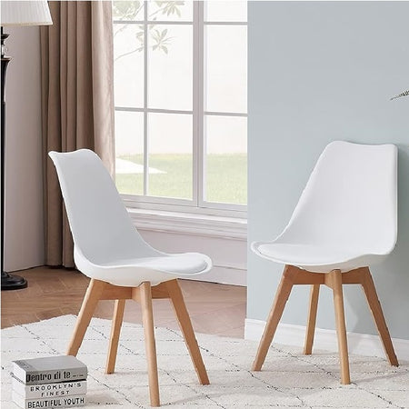 Kit 4 Sedie da Pranzo Poltrona in Pelle Ecologica e Legno Casa Ufficio Bar Bianco