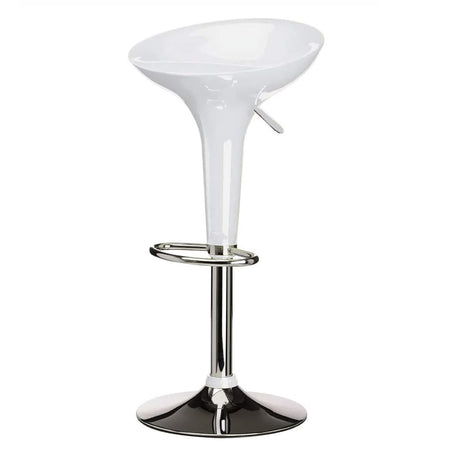 Coppia Sgabelli Bar Cucina Altezza Regolabile in Acciaio e ABS Bianco