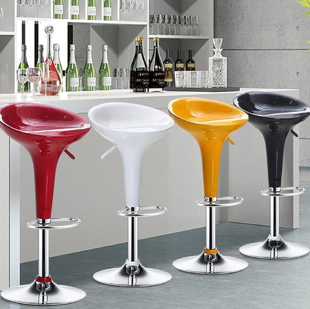 Coppia Sgabelli Bar Cucina Altezza Regolabile in Acciaio e ABS Bianco