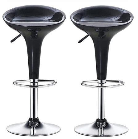 Coppia Sgabelli Bar Cucina Altezza Regolabile in Acciaio e ABS Girevole Nero