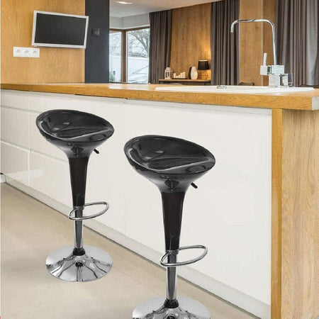 Coppia Sgabelli Bar Cucina Altezza Regolabile in Acciaio e ABS Girevole Nero