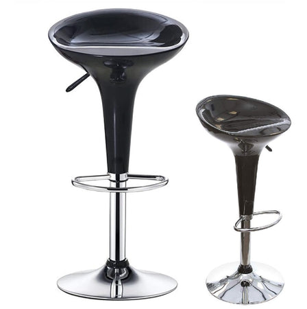 Coppia Sgabelli Bar Cucina Altezza Regolabile in Acciaio e ABS Girevole Nero