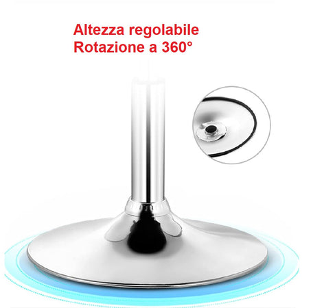 Coppia Sgabelli Bar Cucina Altezza Regolabile in Acciaio e ABS Girevole Nero