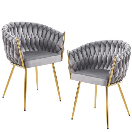 Kit 2pz Sedia Poltrona in Metallo Oro e Velluto Grigio Ergonomica Casa Ristorante Bar