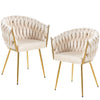 Kit 2pz Sedia Poltrona in Metallo Oro e Velluto Beige Ergonomica Casa Ristorante Bar