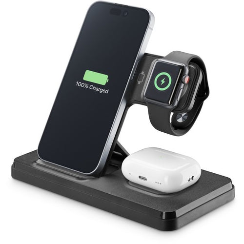 caricabatterie wireless 15w 3 in1 fast charge cavo incluso