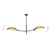 Sospensione Nordica 2 Luci Lotus In Acciaio E Rattan Con Bracci Regolabili