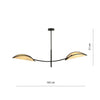 Sospensione Nordica 2 Luci Lotus In Acciaio E Rattan Con Bracci Regolabili