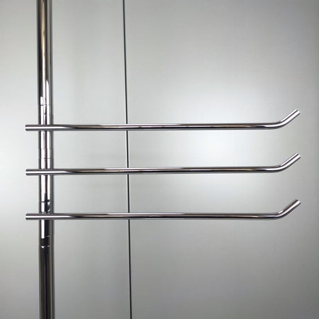 Piantana alta da bagno in ottone cromato porta salviette e appendi abiti orientabili con base rettangolare - piantana bagno