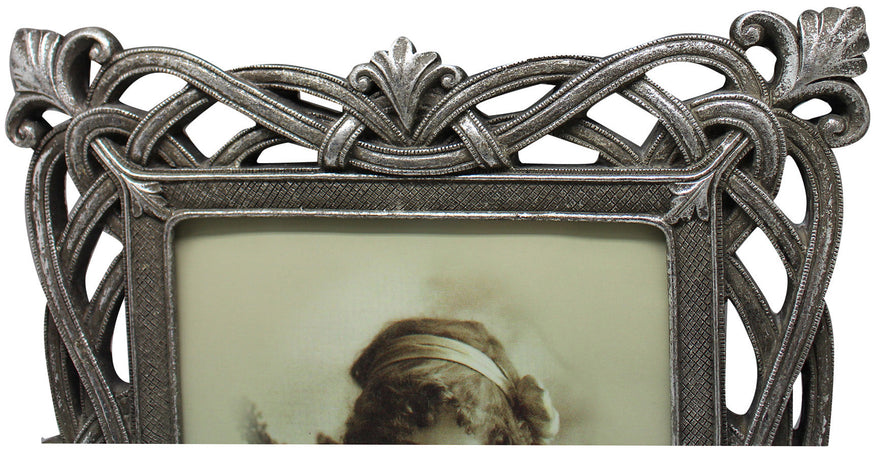 Biscottini Biscottini Portafoto da appoggio resina argento anticato 25.5x2x30.5 foto 15x20