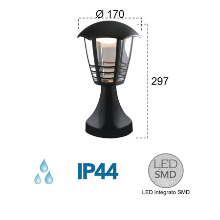 Lanterna da terra per esterno 12W a led nera Grace