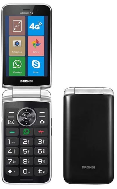 telefono gsm boss 4g flip con whatsapp nero