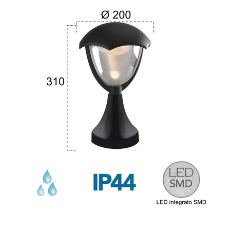 Lanterna da terra per esterno 12W a led nera Melany