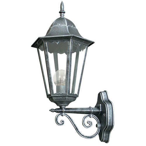 Applique da parete per esterno 60W E27 nero e argento Koln Up