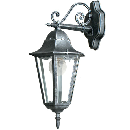 Applique da parete per esterno 60W E27 nero e argento Koln Down