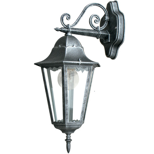 Applique da parete per esterno 60W E27 nero e argento Koln Down