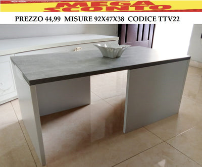 ttv22 tavolino da salotto soggiorno bianco e grigio cemento in legno tavolinetto caffè