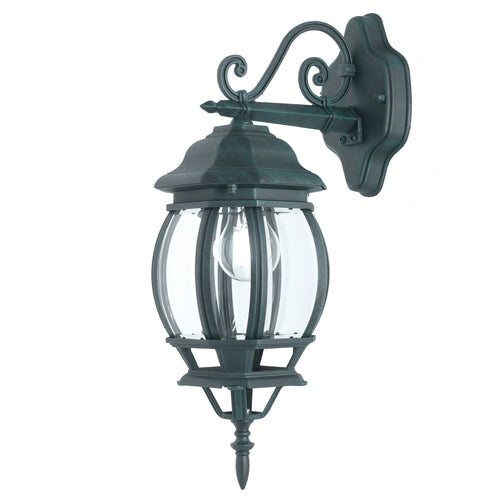 Applique da parete per esterno 60W E27 nero e verde Madrid Down