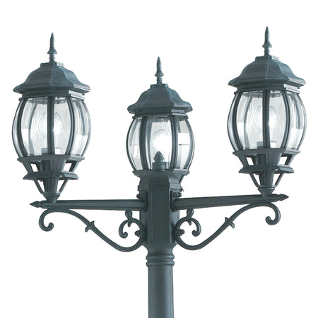 Palo luce per esterno 3x60W E27 nero e verde Madrid