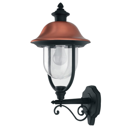 Applique da parete per esterno 60W E27 nera e rame Wien Up