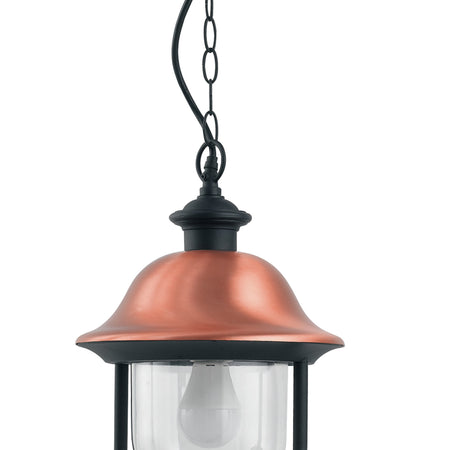 Lampadario a sospensione 60W E27 nero e rame Wien