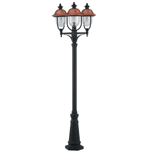 Palo luce per esterno 3x60W nero e rame Wien