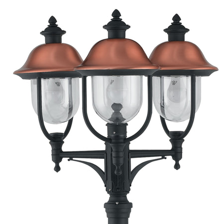 Palo luce per esterno 3x60W nero e rame Wien