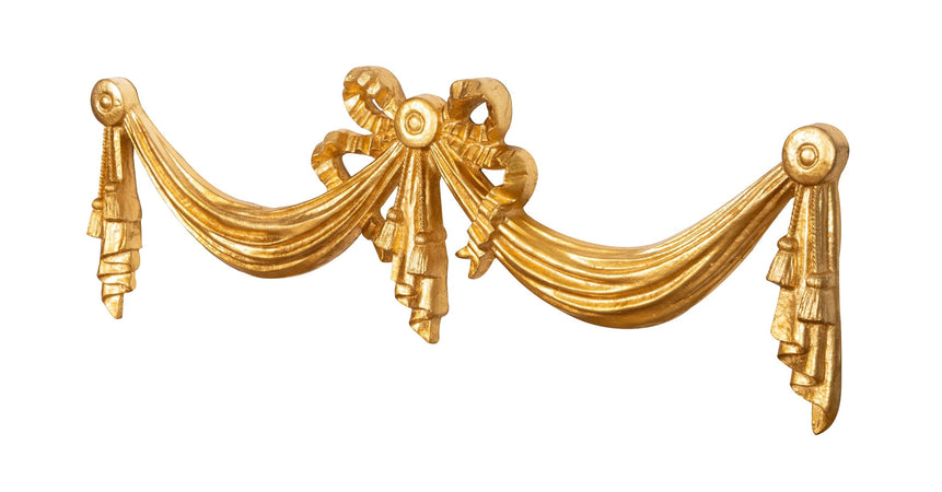 Biscottini Sopraporta Fregio Legno Foglia Oro 91x5x35 Made Italy Biscottini Decorazione