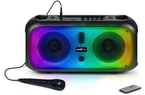 party speaker bluetooth potenza massima 200 Watt con doppio woofer led multicolor microfono telecomando  incluso