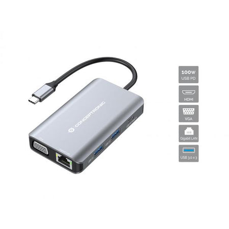 DOCKING STATION TYPE C 7IN1 1*HDMI/1*VGA/3*USB 3.0/1*USB C PD