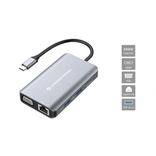 DOCKING STATION TYPE C 7IN1 1*HDMI/1*VGA/3*USB 3.0/1*USB C PD