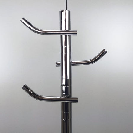 Piantana alta da bagno in ottone cromato porta salviette e appendi abiti orientabili con base rettangolare - piantana bagno