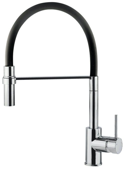 Rubinetto miscelatore da cucina con gomma nera cromato Mojito
