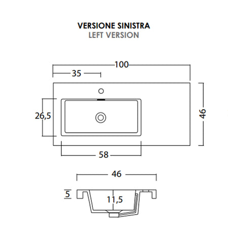 Mobile bagno sospeso bianco larice 100cm due cassetti e sportello MOOD-100