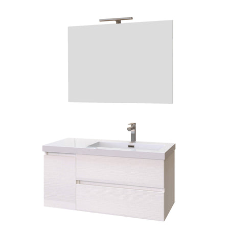 Mobile bagno sospeso bianco larice 100cm due cassetti e sportello MOOD-100