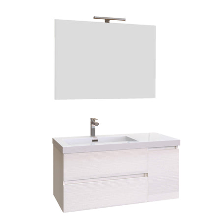 Mobile bagno sospeso bianco larice 100cm due cassetti e sportello MOOD-100