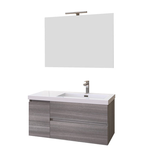 Mobile bagno sospeso grigio eucalipto 100cm due cassetti e sportello MOOD-100