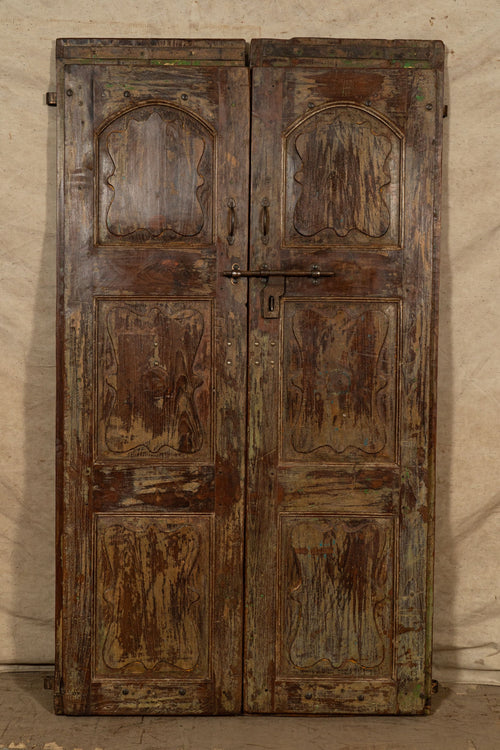 Biscottini Porta portone in legno massello e ferro da interno o da esterno vecchia e antica medievale scorrevole