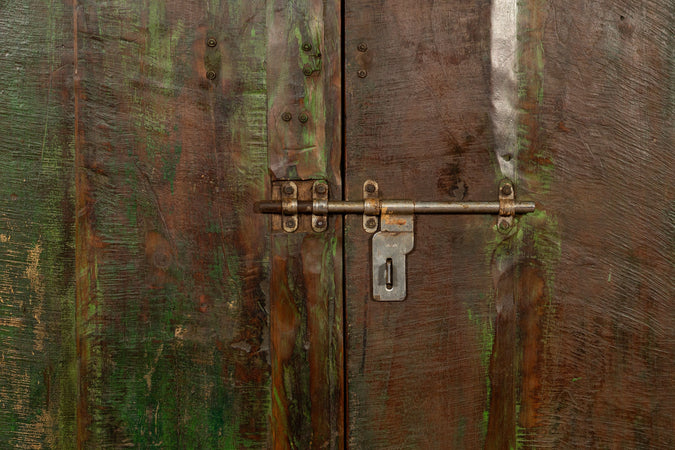 Biscottini Porta portone in legno massello e ferro da interno o da esterno vecchia e antica medievale scorrevole